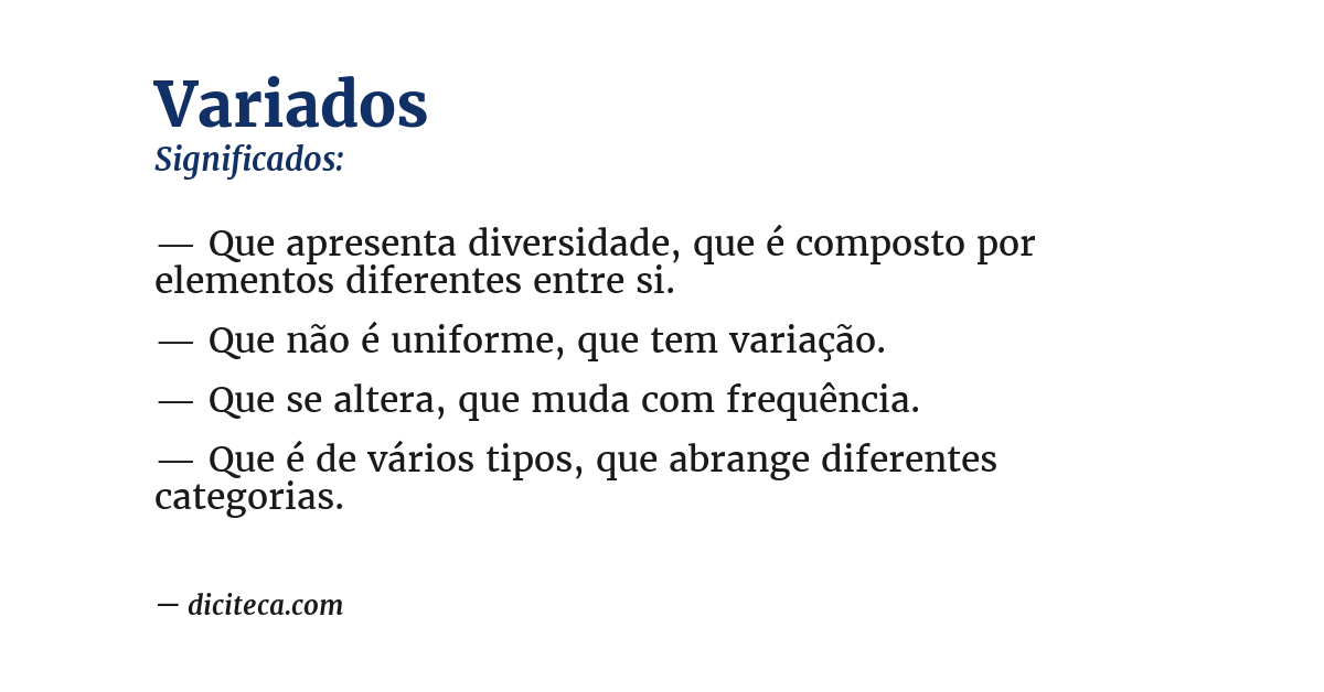 Significado de variados