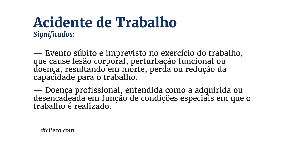 Significado de acidente de trabalho