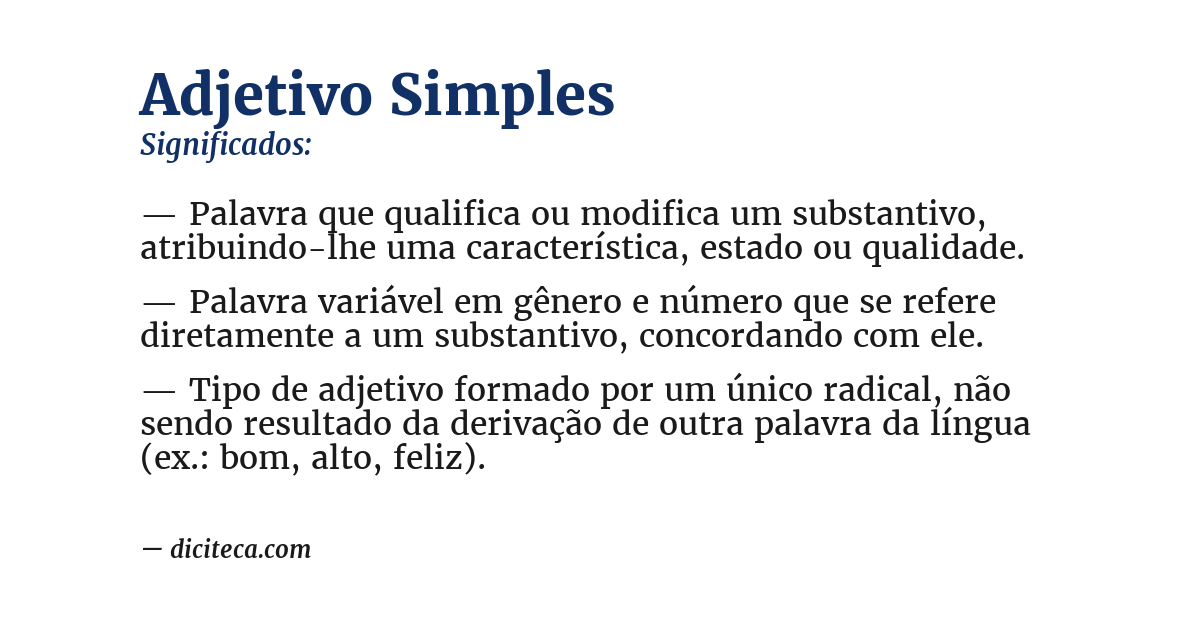 Significado de adjetivo simples