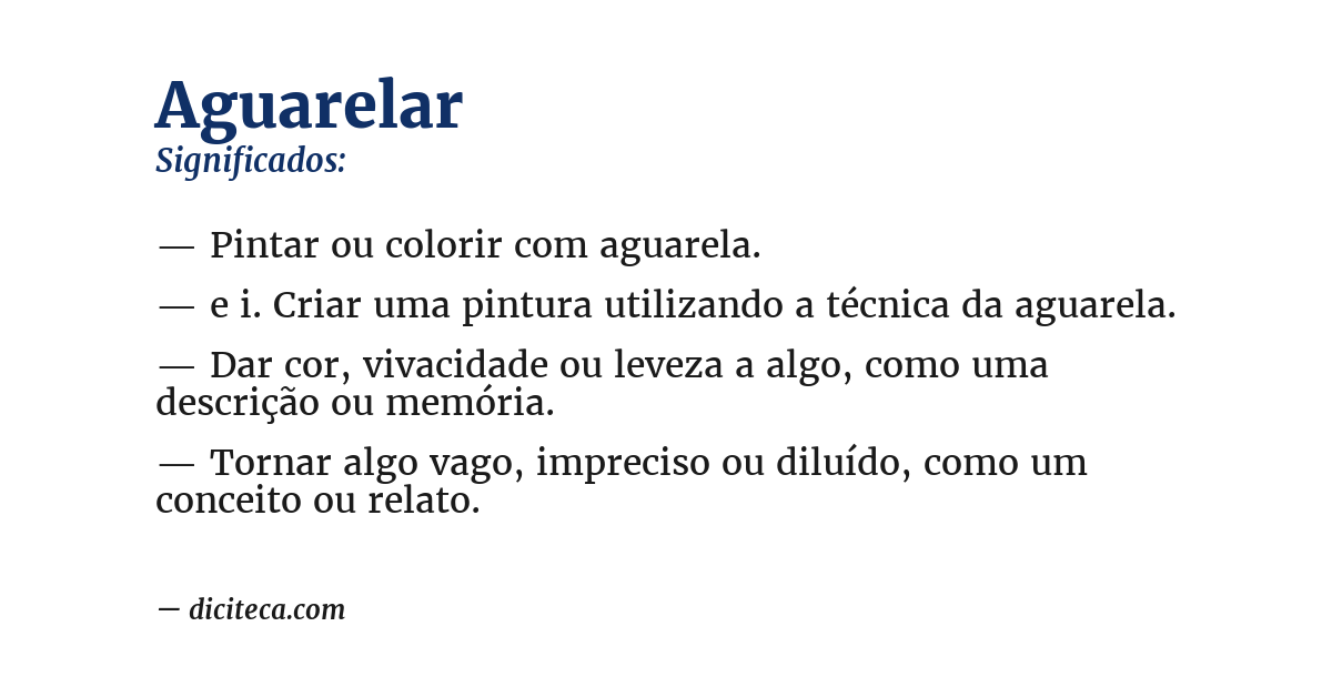 Significado de aguarelar