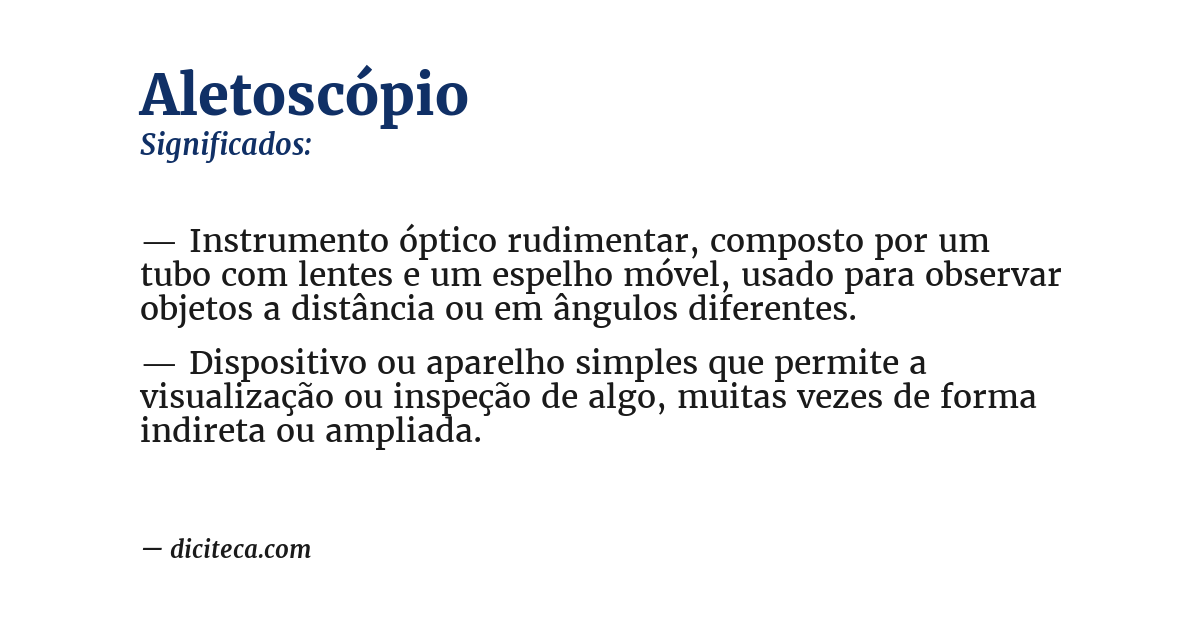 Significado de aletoscópio