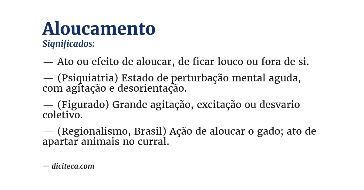 Significado de aloucamento