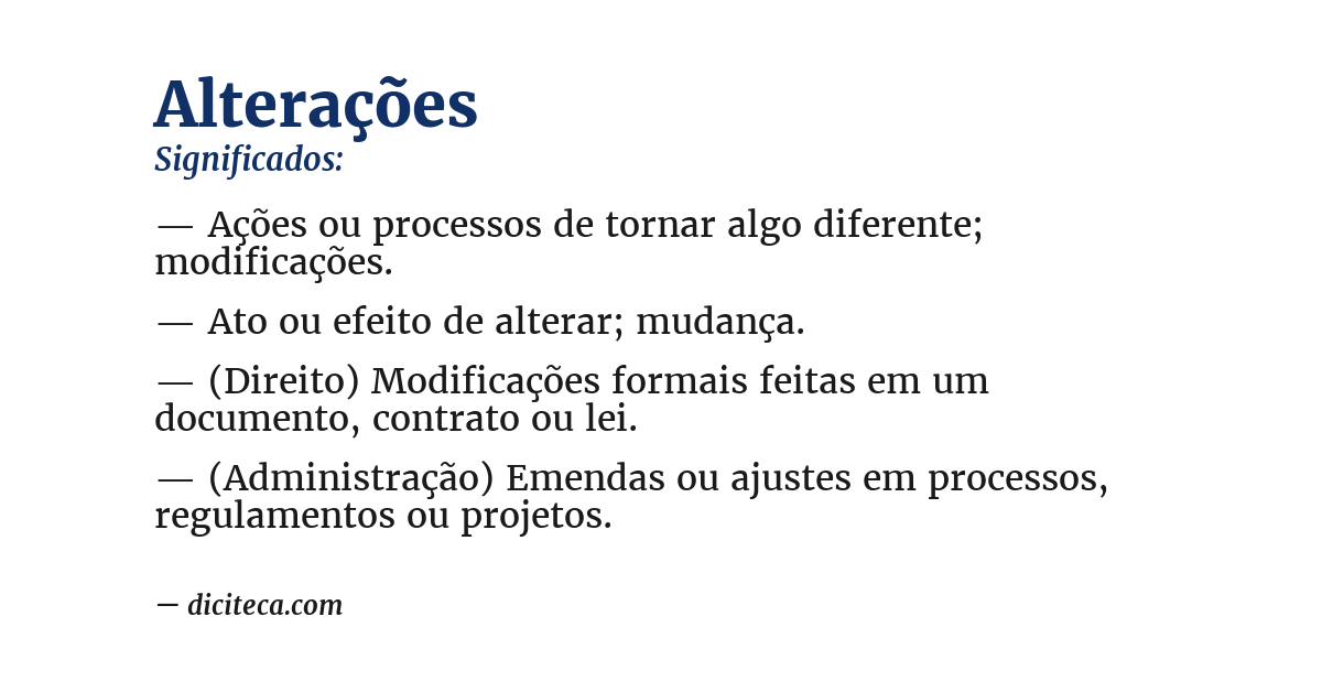 Significado de alterações