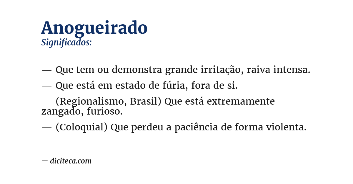 Significado de anogueirado