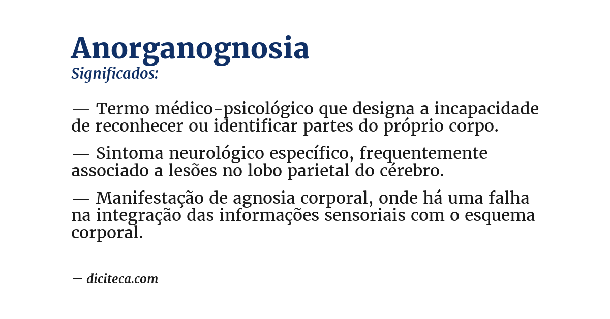 Significado de anorganognosia