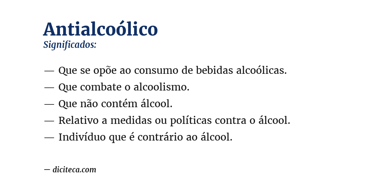 Significado de antialcoólico