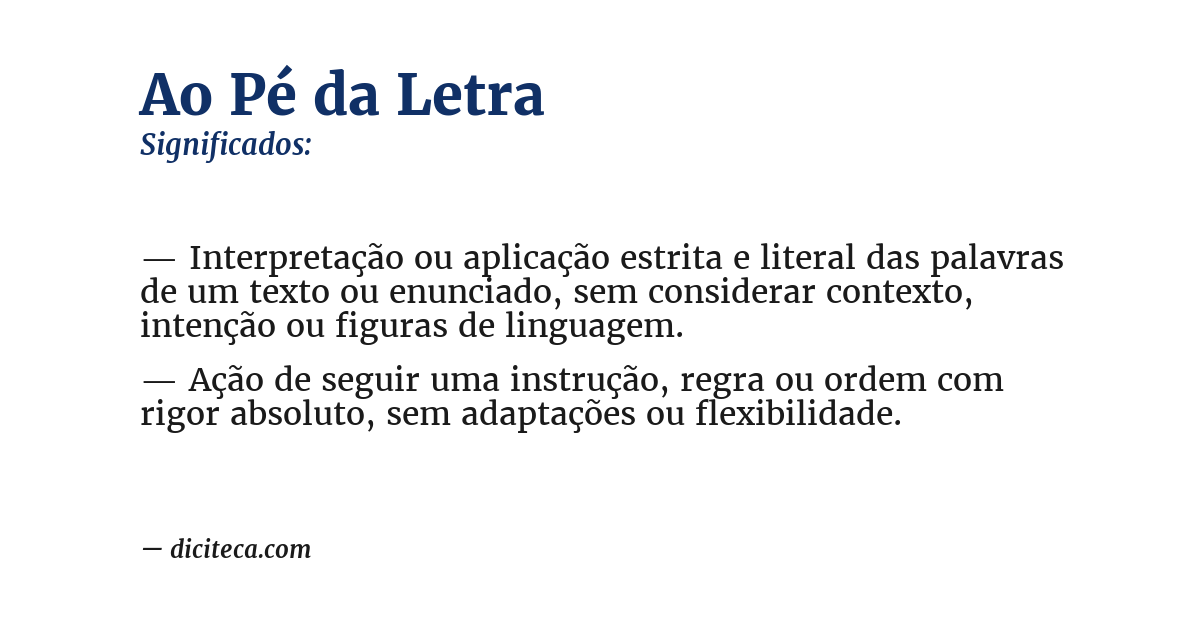 Significado de ao pé da letra