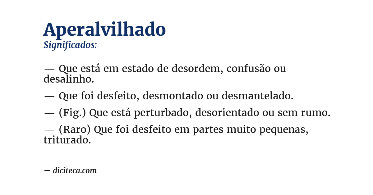 Significado de aperalvilhado