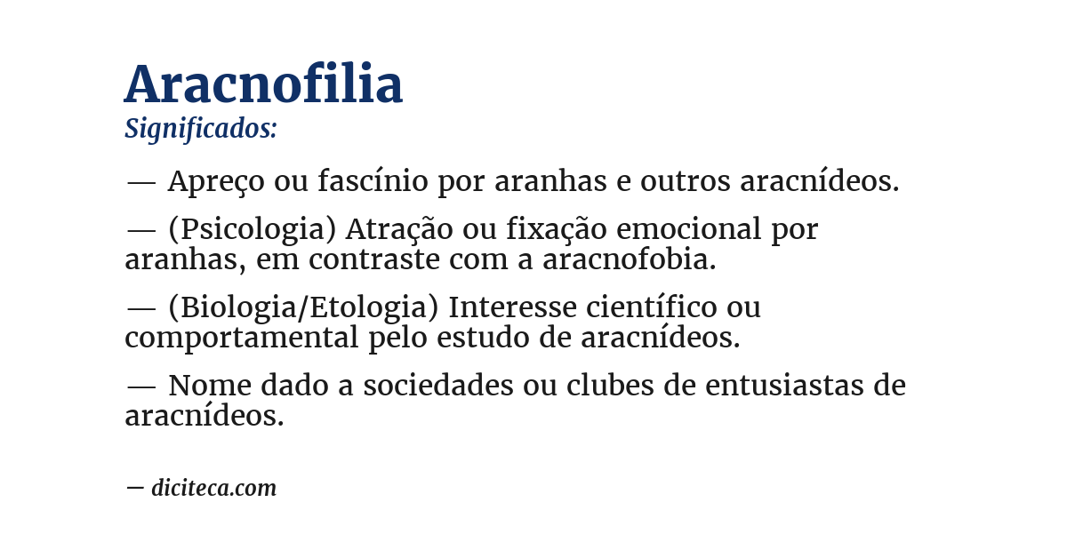 Significado de aracnofilia