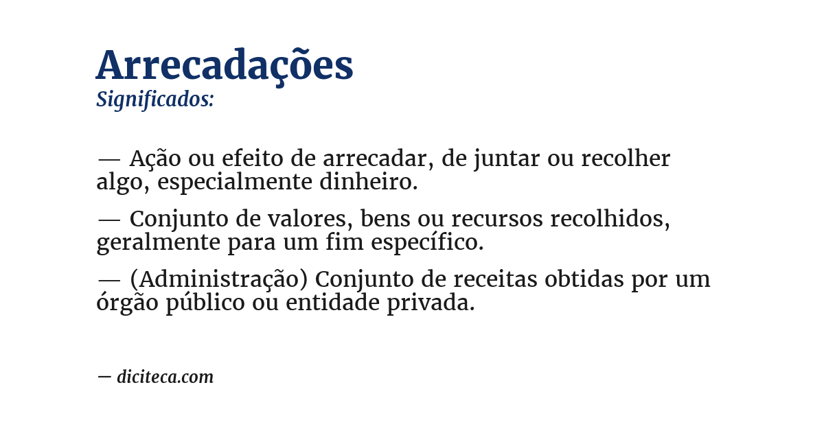 Significado de arrecadações