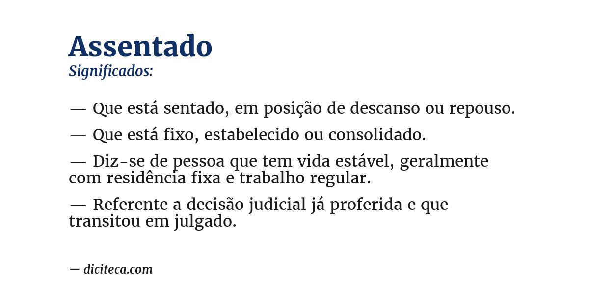Significado de assentado