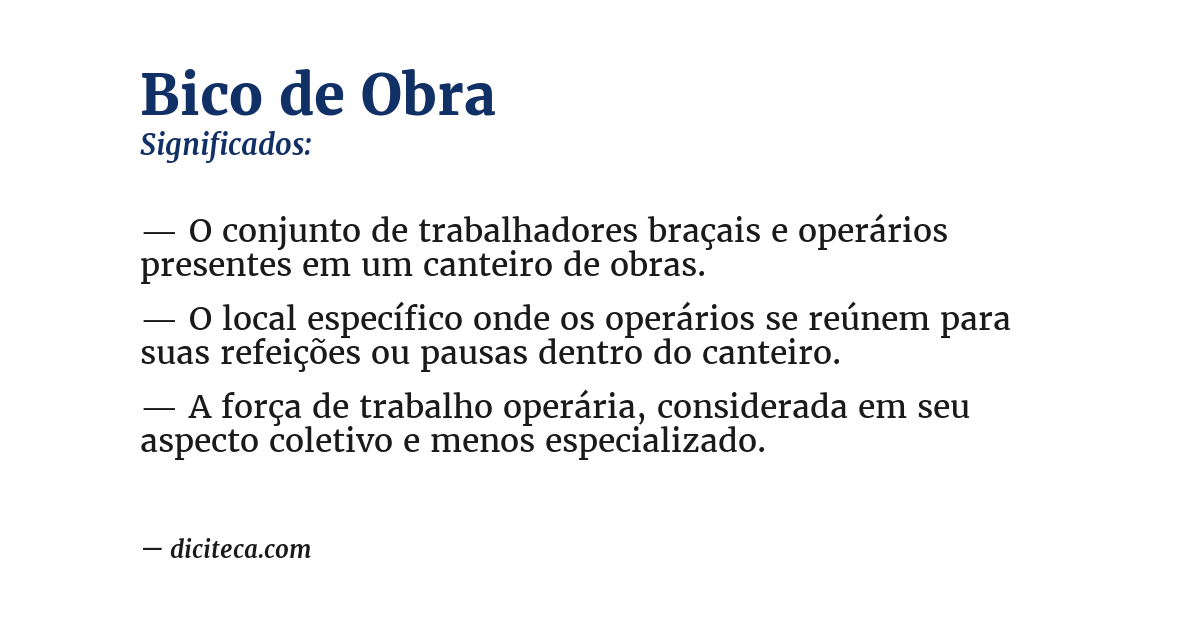 Significado de bico de obra