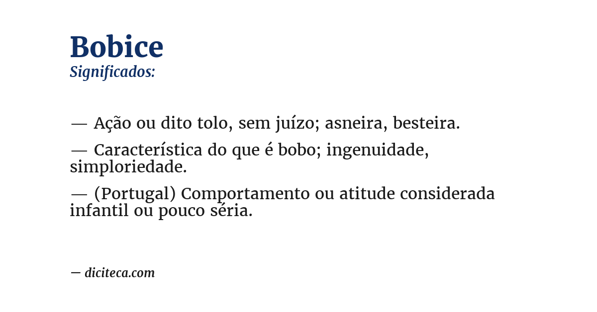 Significado de bobice