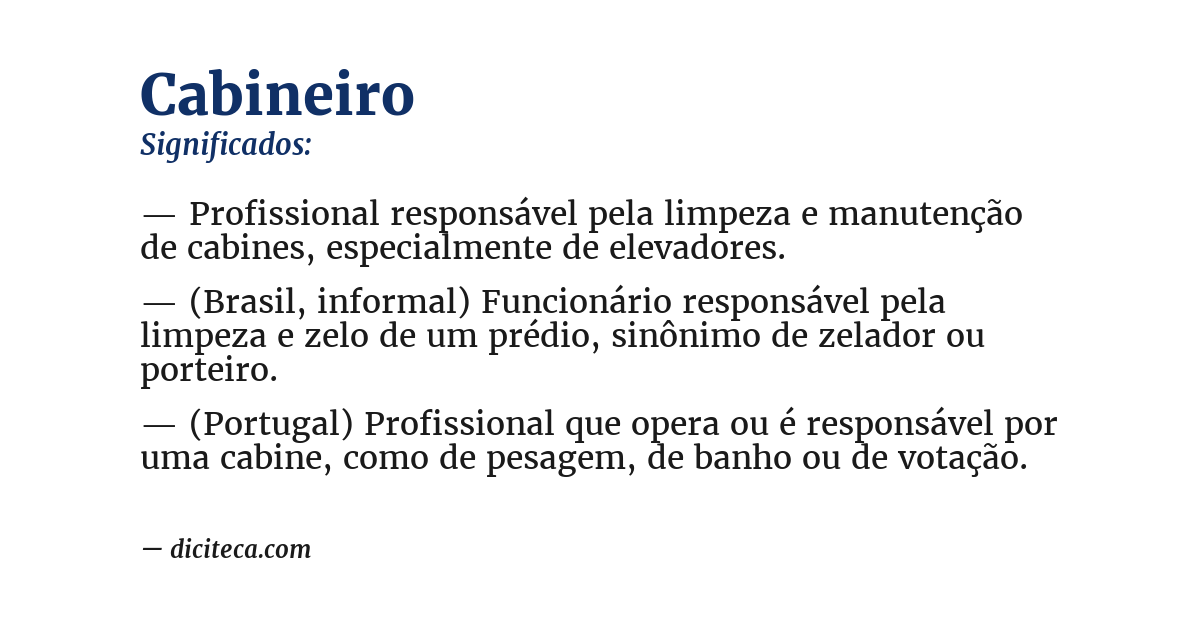 Significado de cabineiro