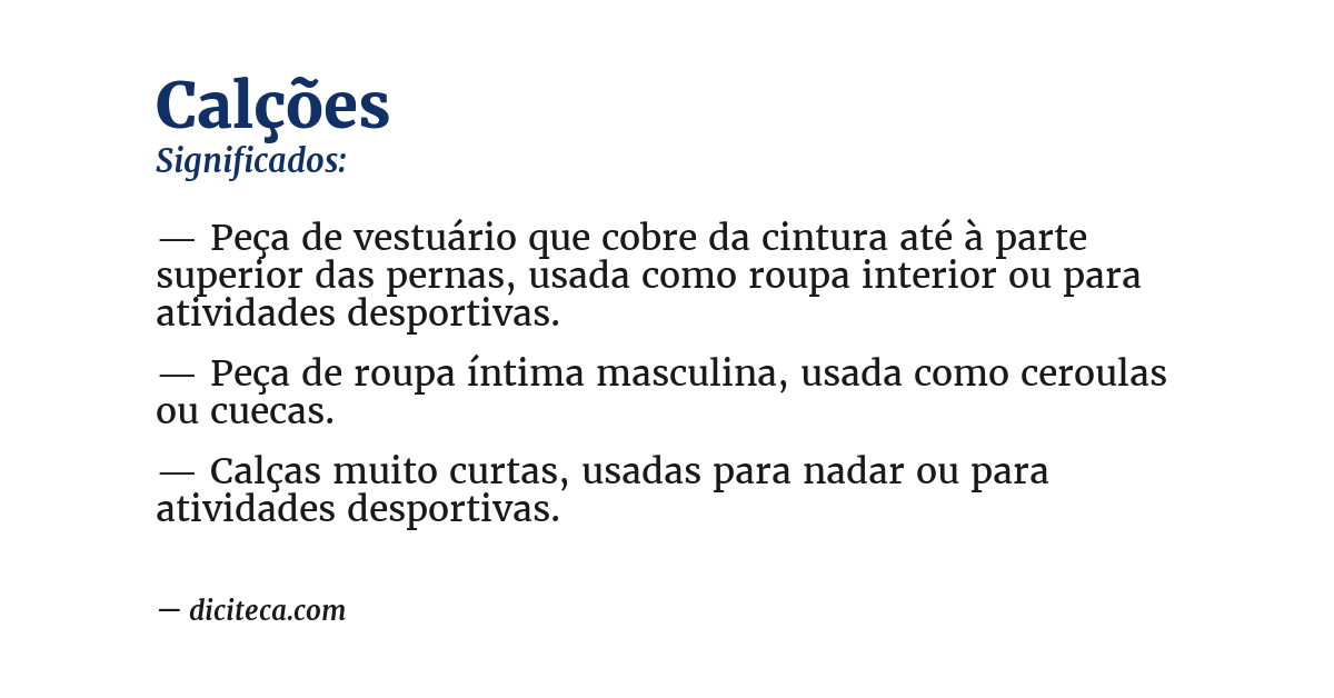 Significado de calções