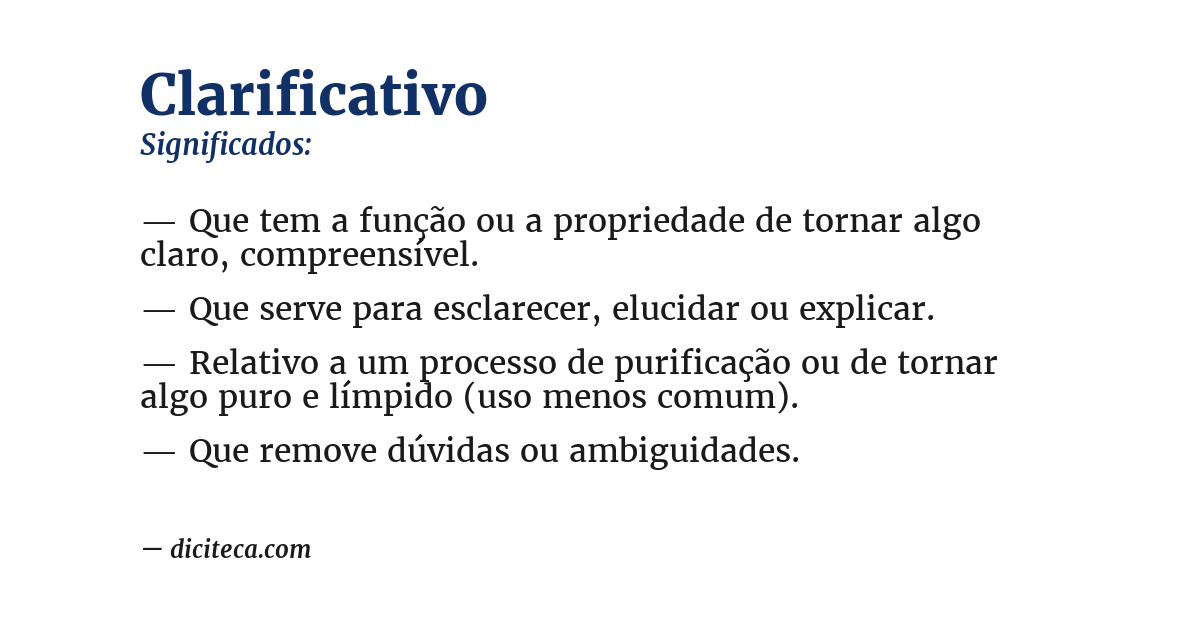 Significado de clarificativo