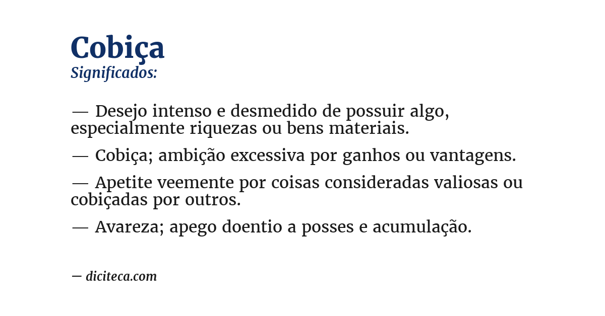 Significado de cobiça