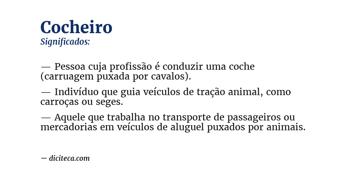 Significado de cocheiro
