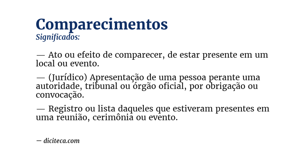 Significado de comparecimentos