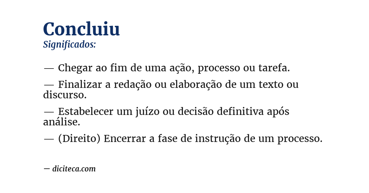 Significado de concluiu