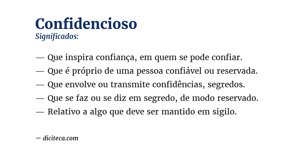 Significado de confidencioso