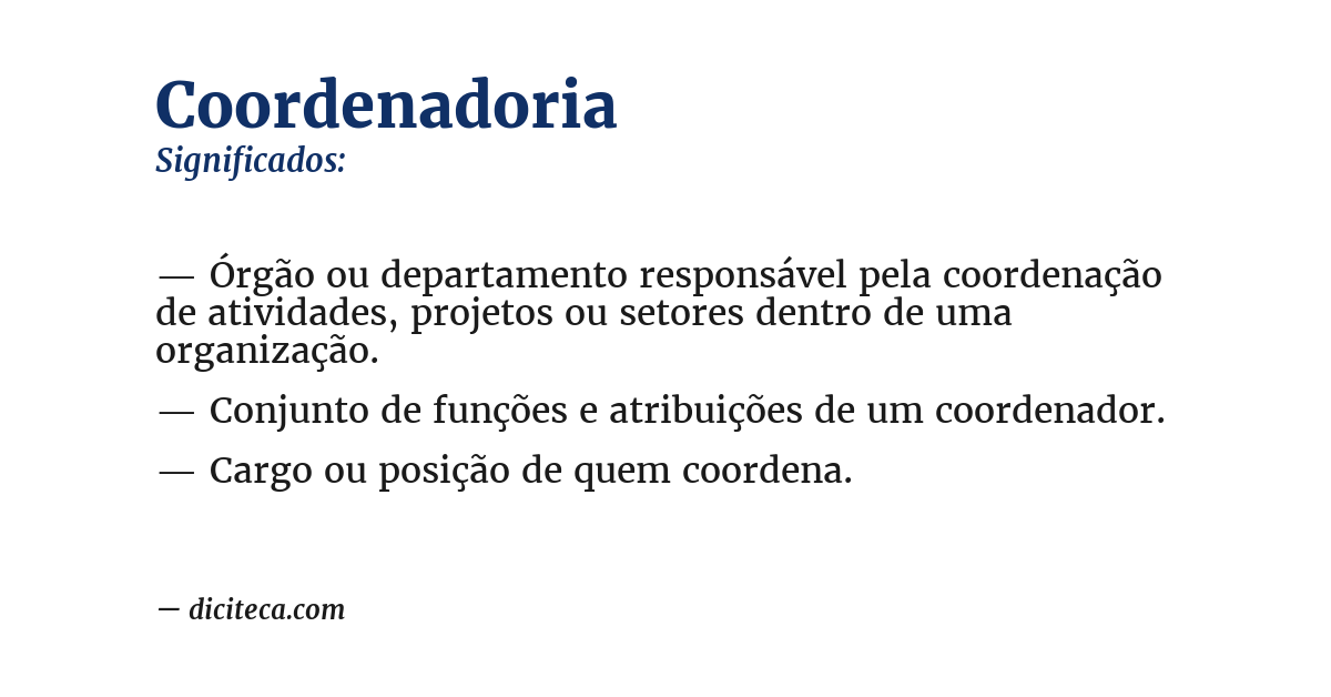 Significado de coordenadoria