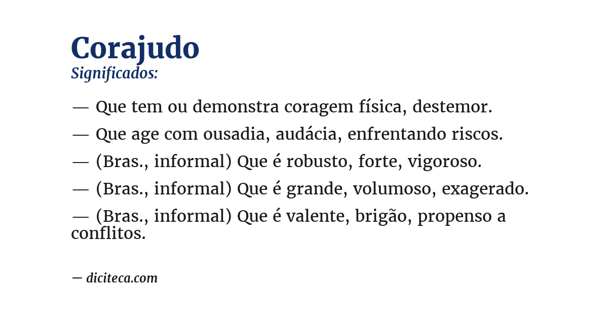 Significado de corajudo