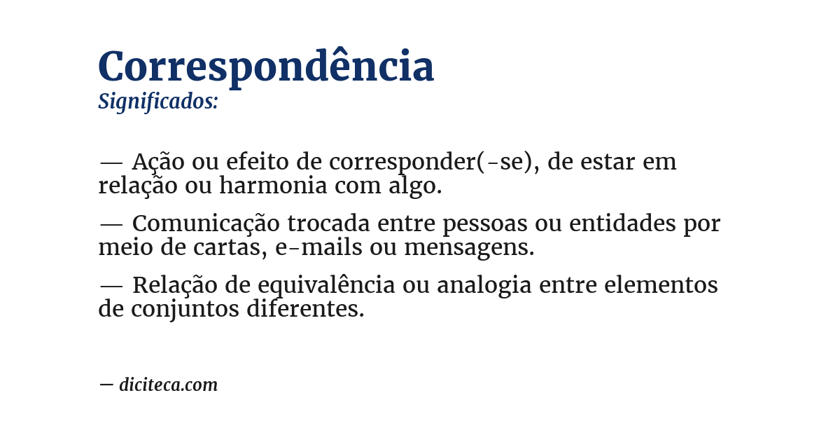 Significado de correspondência