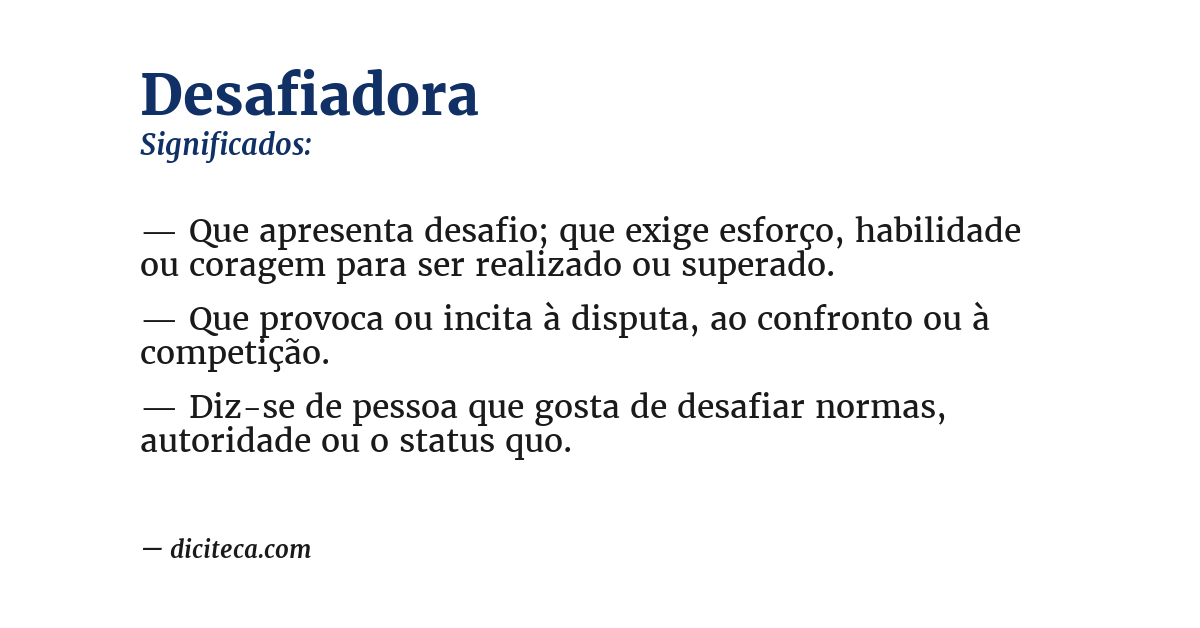 Significado de desafiadora