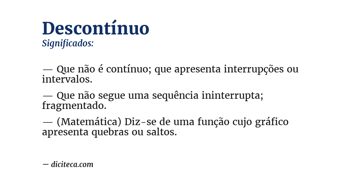 Significado de descontínuo