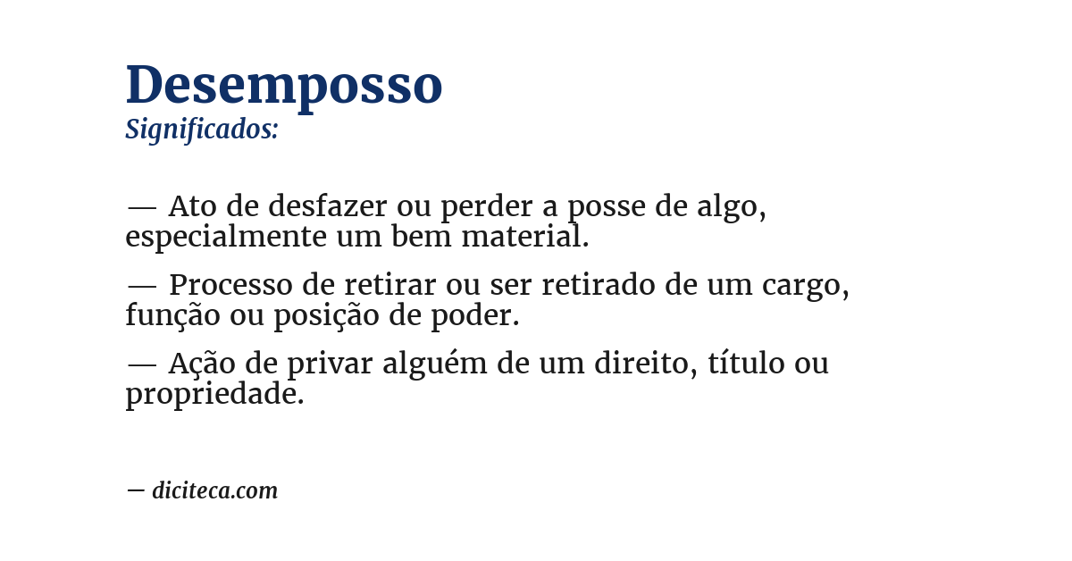 Significado de desemposso