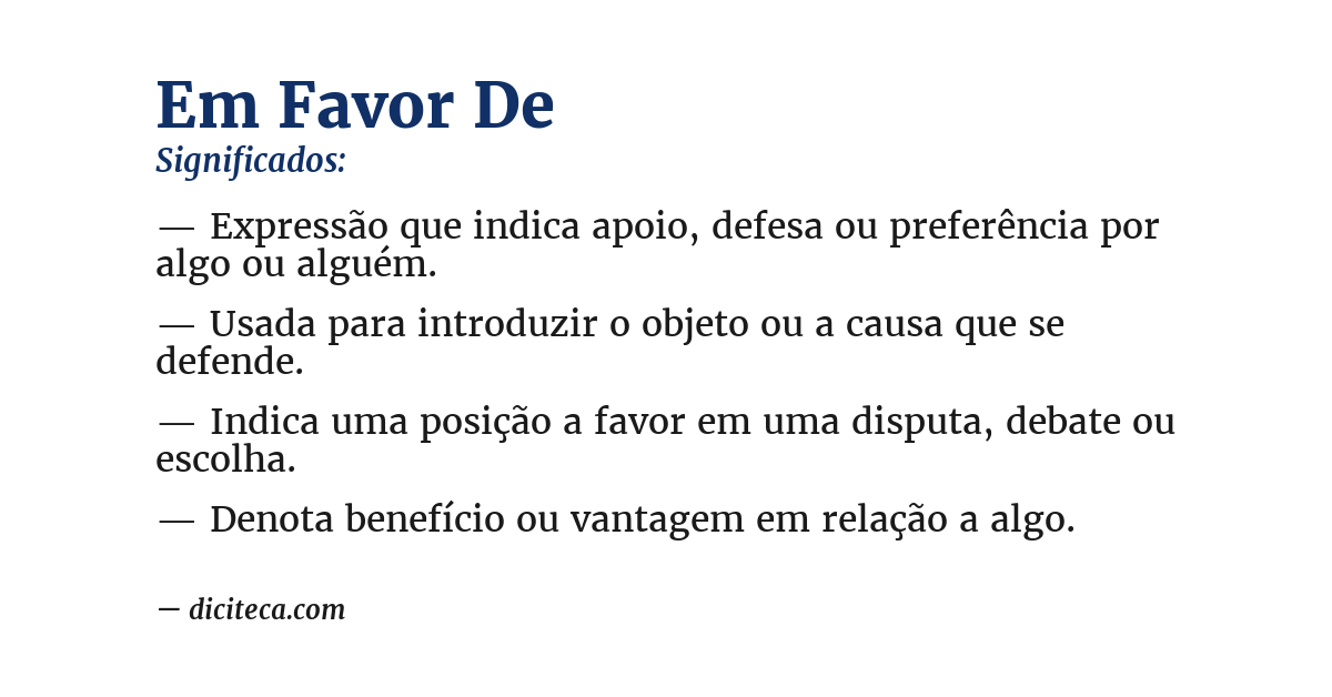 Significado de em favor de