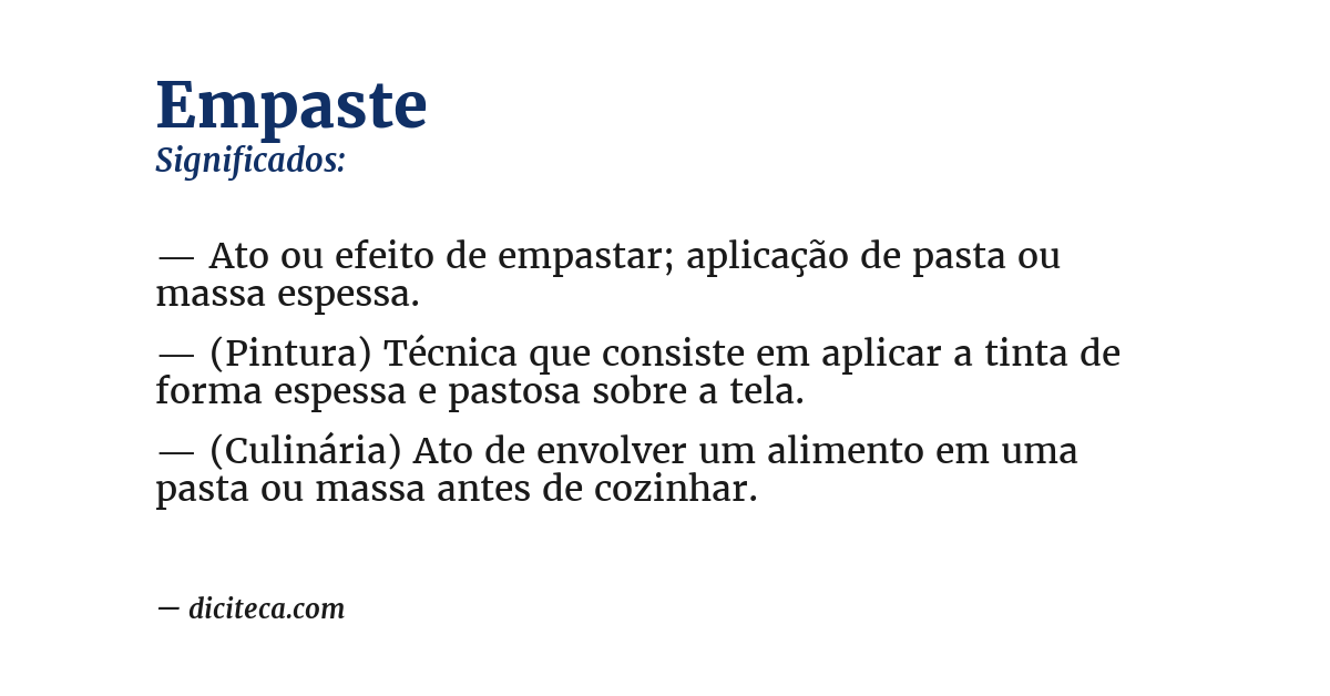 Significado de empaste