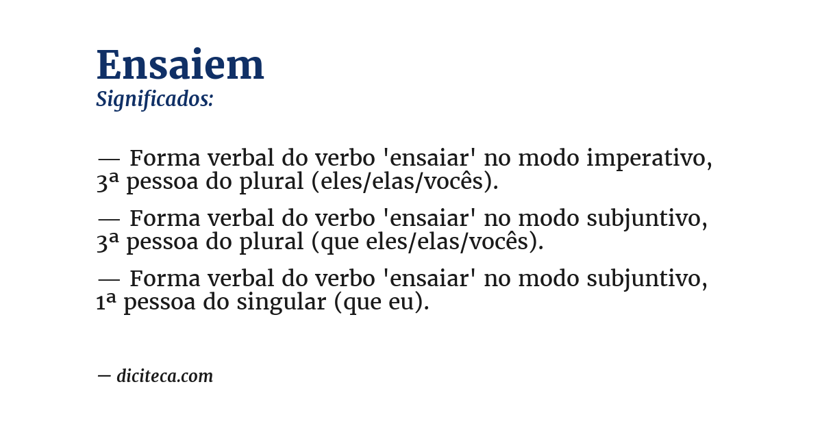 Significado de ensaiem