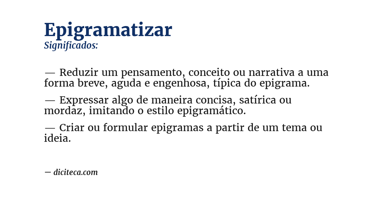 Significado de epigramatizar