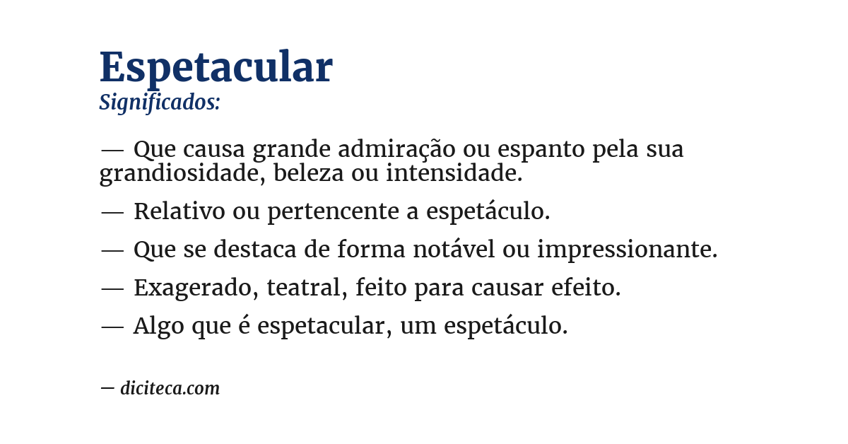 Significado de espetacular