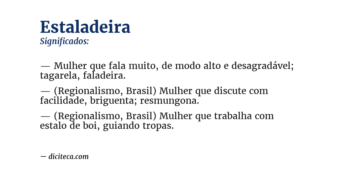 Significado de estaladeira
