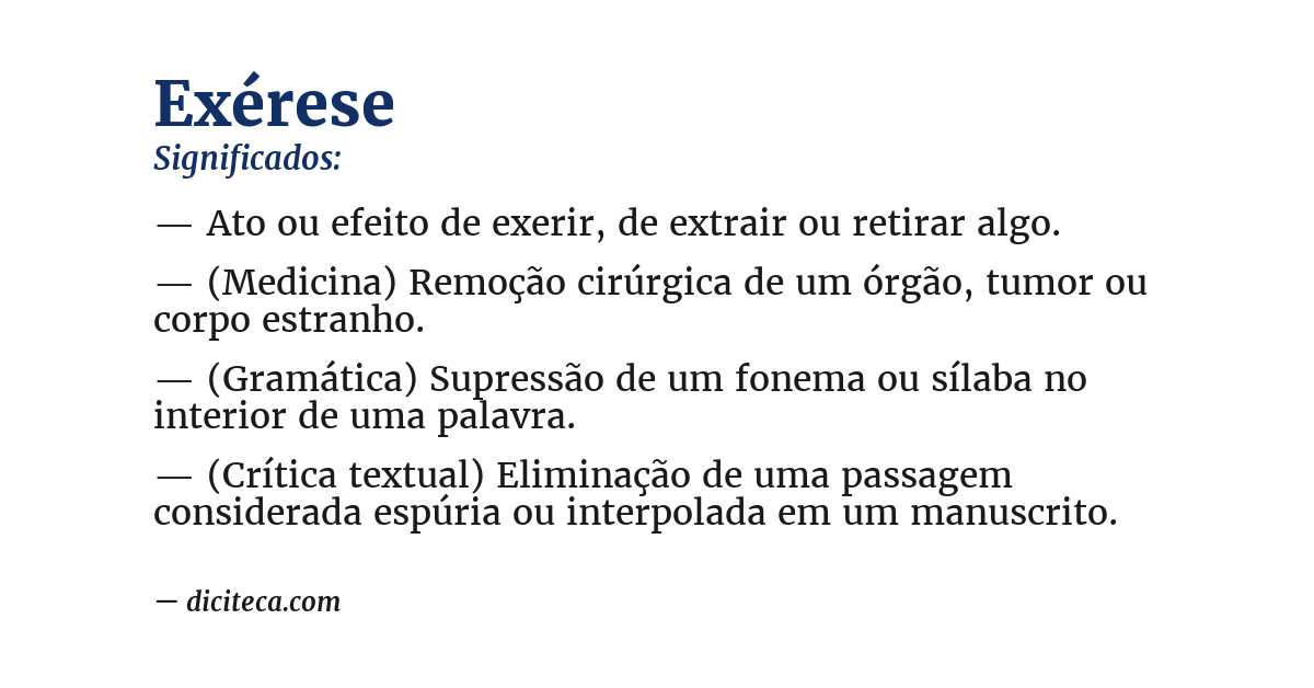 Significado de exérese
