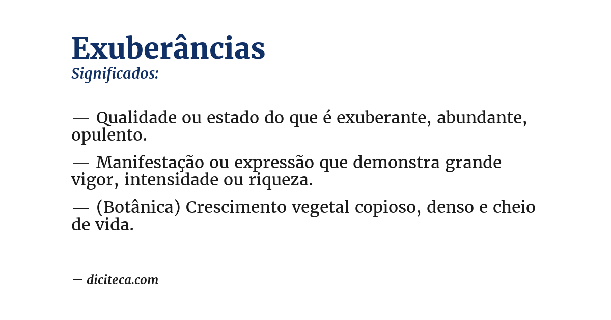 Significado de exuberâncias