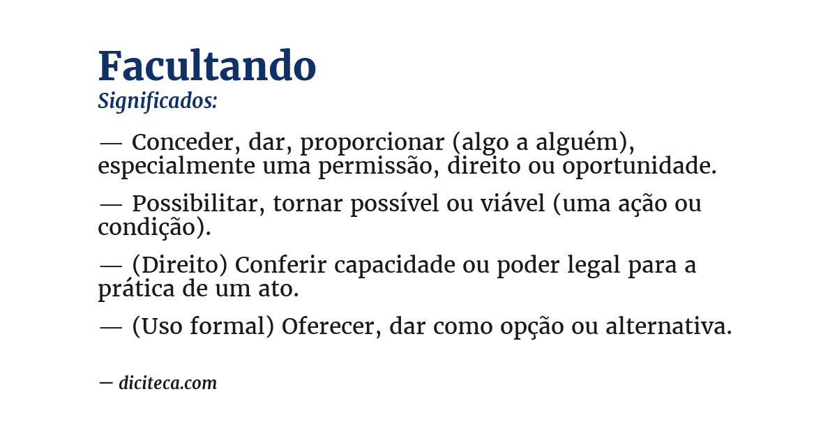 Significado de facultando