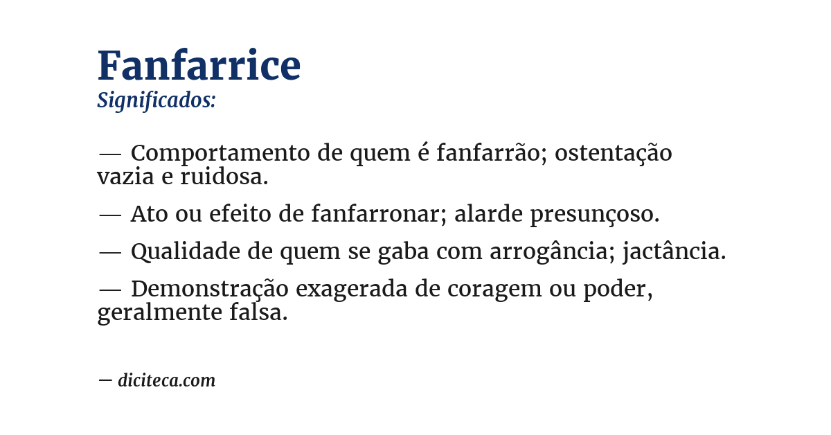 Significado de fanfarrice