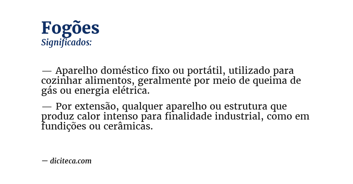 Significado de fogões