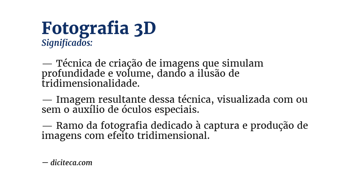 Significado de fotografia 3d