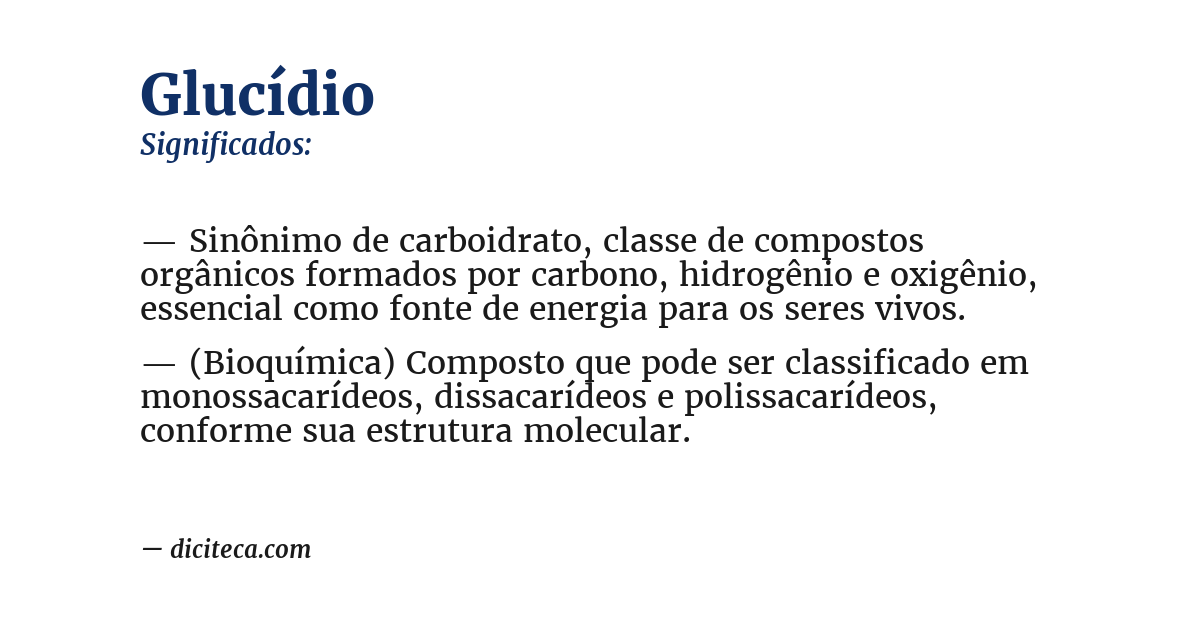 Significado de glucídio