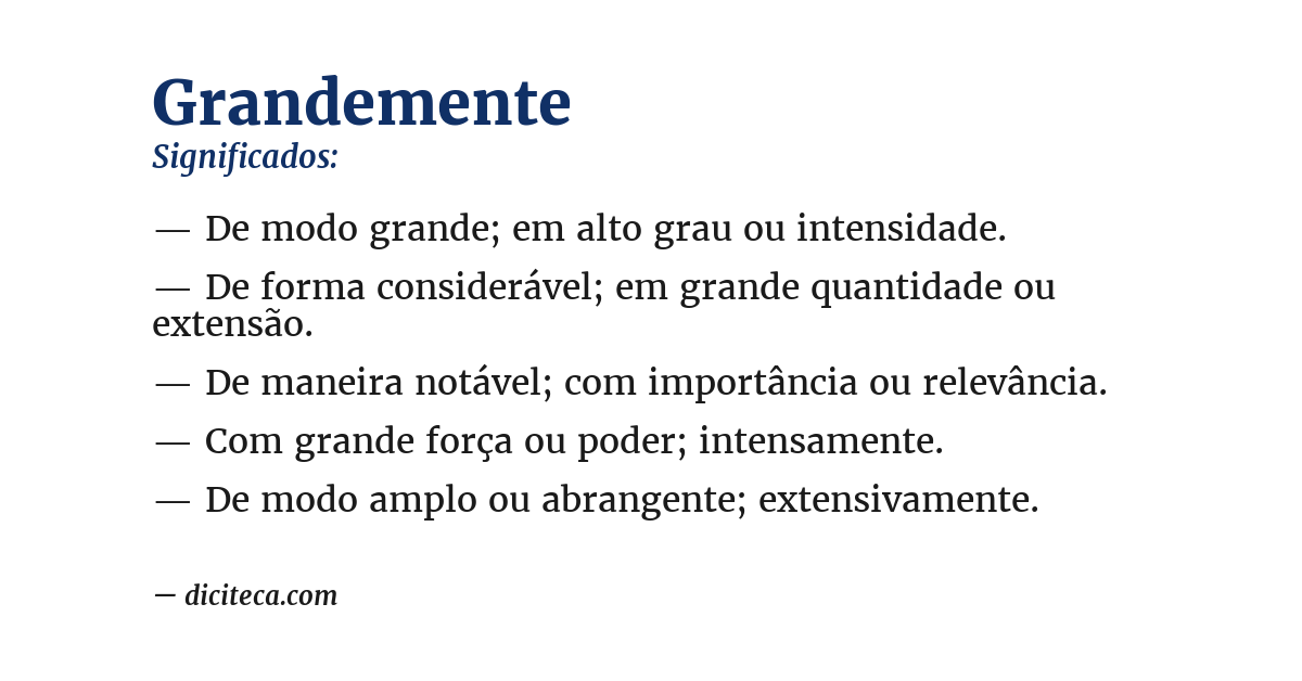 Significado de grandemente
