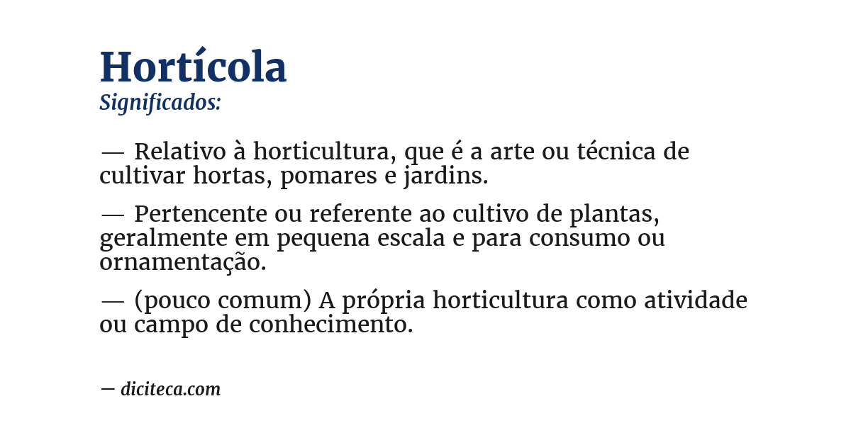 Significado de hortícola
