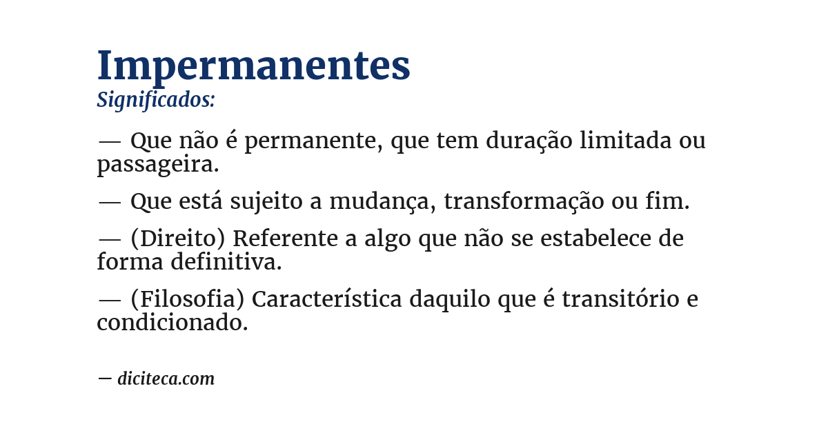 Significado de impermanentes