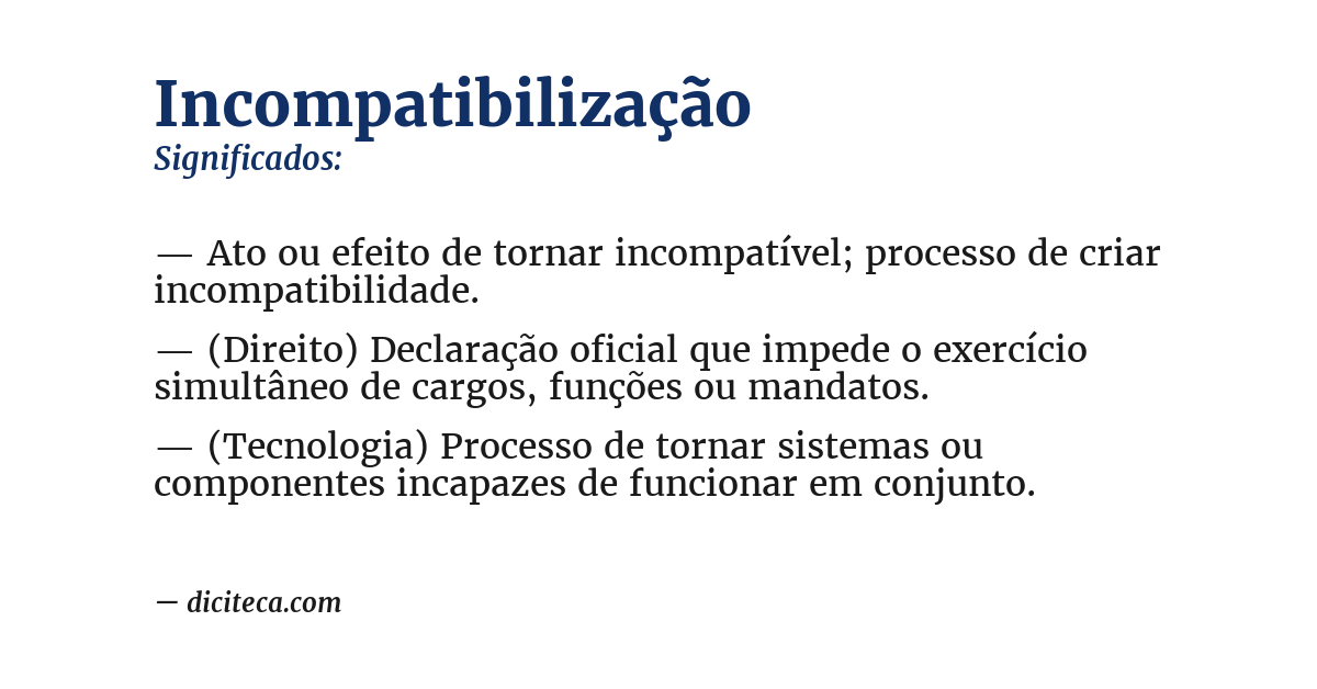 Significado de incompatibilização
