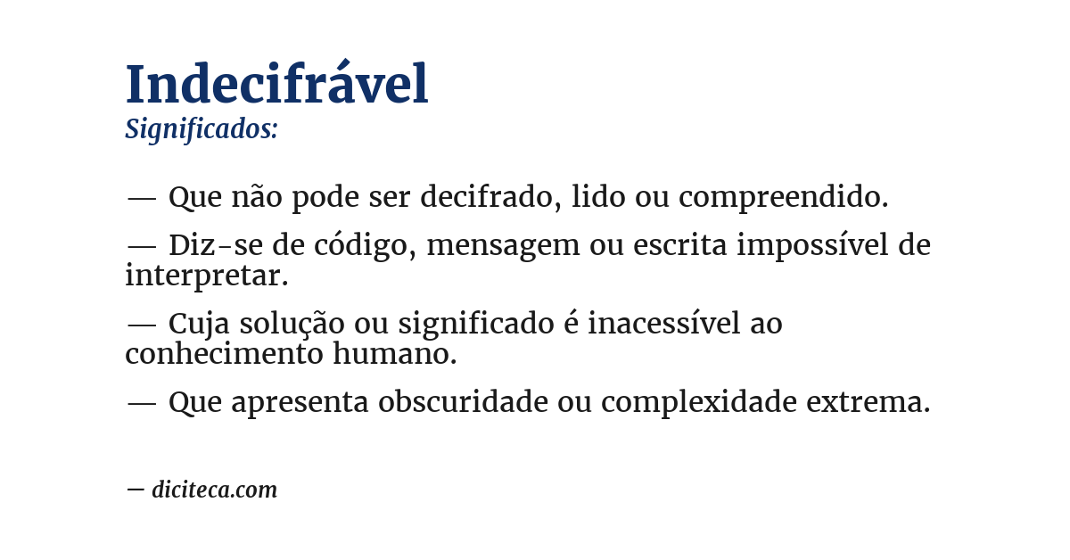 Significado de indecifrável