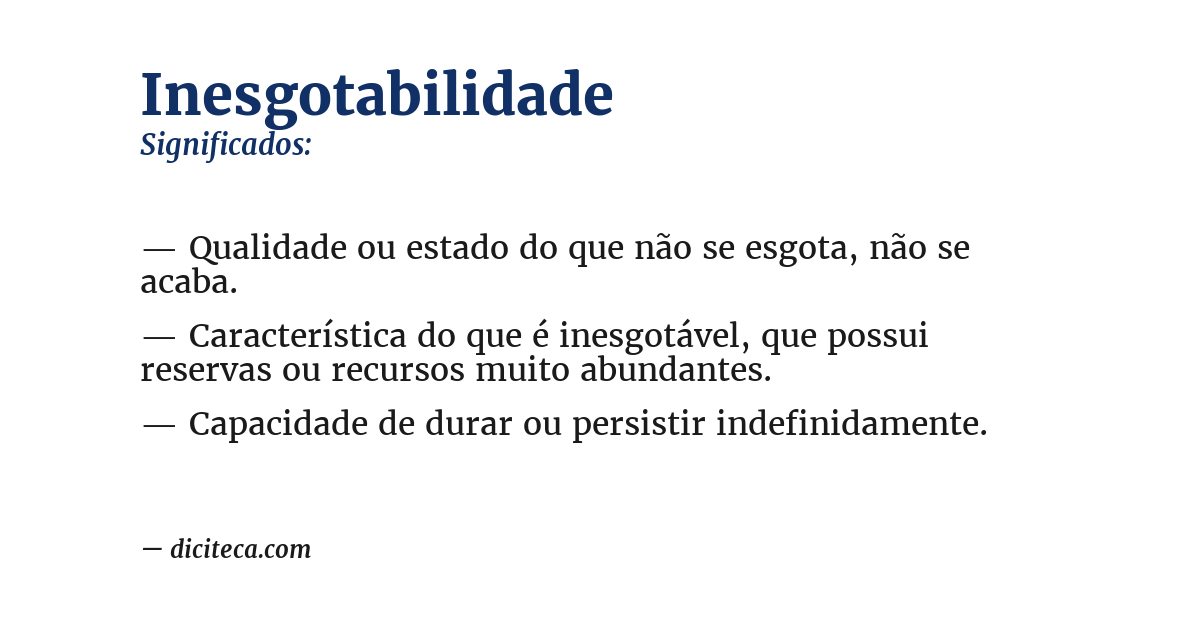 Significado de inesgotabilidade